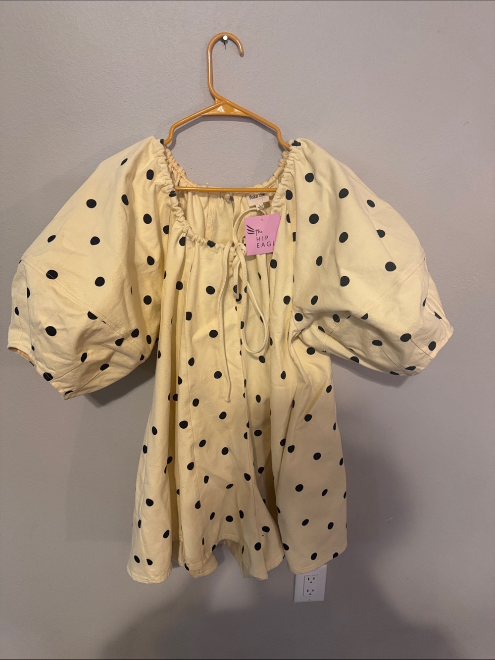 Romper Balloon sleeve denim polka dots